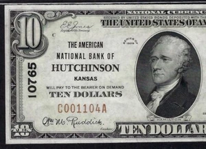 🇺🇸 KS 1929 $10 ♚♚HUTCHINSON, KANSAS♚♚ THE AMERICAN NB PCGS CHOICE UNC 63 PPQ - Picture 1 of 3