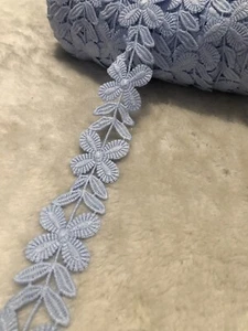 3cm Light Blue Flower Leaves Venise Lace Trim Sewing DIY Dress Wedding Per Meter - Picture 1 of 6