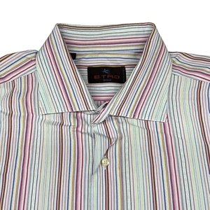 Etro Shirt Adult 44 Multicolor Striped Button Up French Cuff Italy Mens - Picture 1 of 9