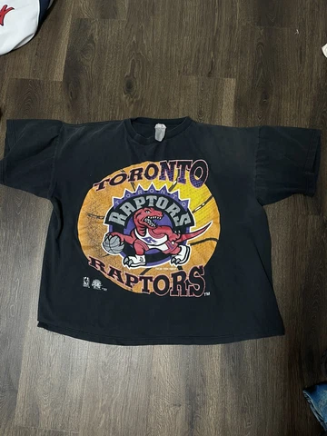 Vintage Toronto Raptors Shirt Mens Large Black Gray Single Stitch NBA 1994 Cover