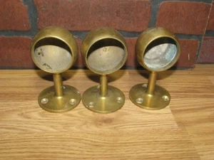 Vintage Solid Brass Rail End Holder, Bathroom Rod Holder, Nautical Lot Of 3 - Picture 1 of 6
