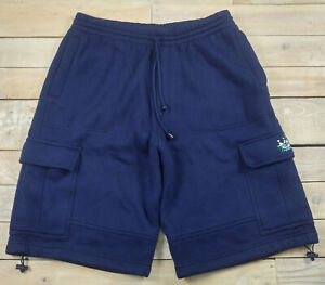 Vintage PNB NATION Heavyweight Fleece Cargo Sweatpants Baggy Blue Shorts Size M
