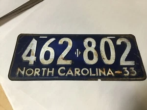 1933 North Carolina License Plate 462-802 - Picture 1 of 4