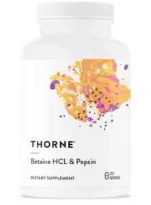 Thorne Betaine HCL & Pepsin, 225 Capsules Digestive Enzymes for Protein Breakdow - Picture 1 of 7