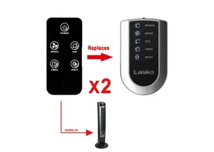 2pk Replacement Remote Control for Lasko Household Tower Fan T42951 T42950 Ioniz - Picture 1 of 4