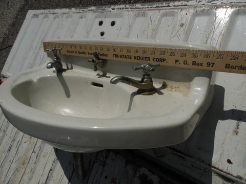 Vtg.  Standard Oval Wall Hung Porcelain Solid China Bathroom Sink L-26 1/2 by 15 Cover