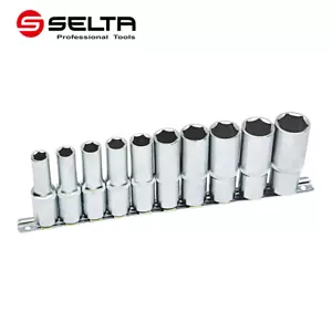 Selta Taiwan 10pc 3/8" Dr 6pt Deep Socket Set: 8-10-12-13-14-15-16-17-18-19mm - Picture 1 of 3