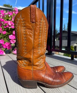 Dan Post Brown Lizard Skin Leather Western Cowboy Boots Men's Size 10D - Picture 1 of 12