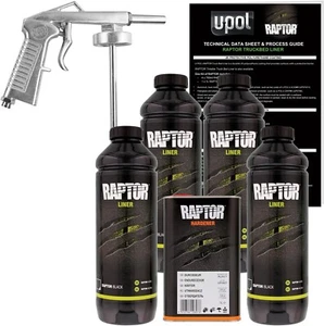 U-POL Raptor Black Truck Bed Liner Kit w/ FREE Spray Gun, 4 Liters Upol - Picture 1 of 7