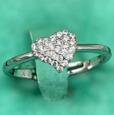 Anello femminile argento 925,cuore brillante zirconi naturali,misura 14 Italiana - Immagine 1 di 4