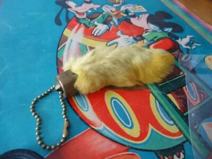 Vintage Yellow/Gold LUCKY CHARM USA real Rabbit's Foot Keychain w/ Brass Chain - Picture 1 of 4