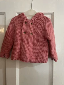 Marks And Spencer Babies Chunky Knit Pink Cardigan 3-6 Months - Picture 1 of 2