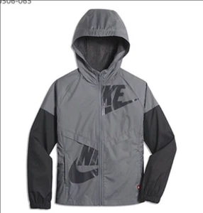 Girls Nike Windrunner Lightweight Windrunner Hooded Full ZIp Large Gray Hoodie - Picture 1 of 2