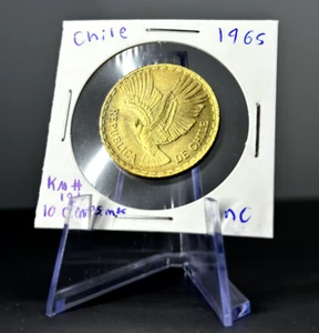 1965 Chile 10 Centesimos Coin Uncirculated UNC - Aluminum-Bronze KM# 191 - Picture 1 of 2