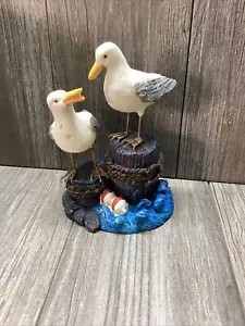Seagulls Pearched On Pillars Florida Salt Life Water Beach Park; Resin Figurines - Picture 1 of 16