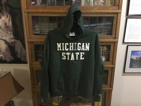 Michigan State Spartans Green  CHAMPION Spell Out Hoodie Sweatshirt SZ L - Cool Cover