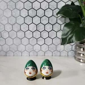 Vintage Noritake Flapper Girl Salt and Pepper Shakers FLAWS - Picture 1 of 20
