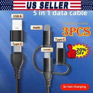 5 in 1 Fast USB Charging Cable Universal Multi Function Cell Phone Charger Cord - Picture 1 of 17