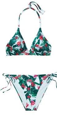 Victoria’s Secret Pequeño Natación Halter Triángulo Bikini Top e Inferior Corbata Foto 1 de 4