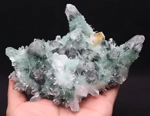 720g Neuentdeckung Grüner Geist Gelber Kristall Cluster von Mineralproben - Bild 1 von 12