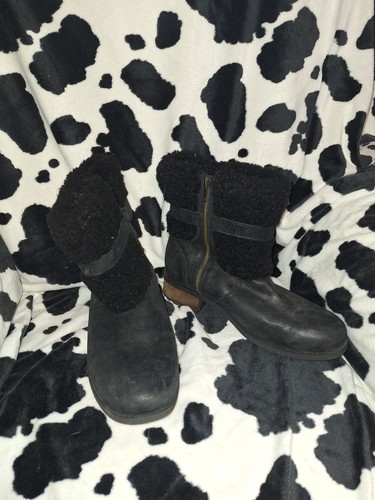 Stivali invernali UGG donna neri con tacco marrone taglia 9