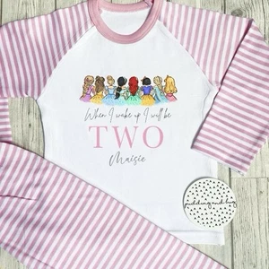 2. Geburtstag Prinzessin Schlafanzug Wenn ich aufwache werde ich zwei 2. Pyjama - Bild 1 von 1