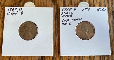 1960 D US LINCOLN MEMORIAL PENNY PAIR - MINT ERRORS? -PLEASE READ -ESTATE - Image 1 of 2