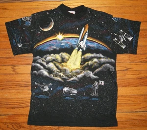 Art Unlimited Space Exploration XL TShirt NASA Shuttle All Over Print VTG 90s - Picture 1 of 9