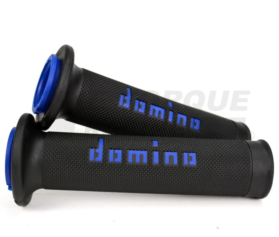 Genuine Domino Road Racing Black & Blue A010 Motorcycle Grips for Racing Bikes - Image 1 of 1