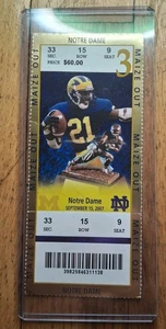 Biglietto irlandese Michigan Wolverines vs Notre Dame Fighting 2007 Stub Desmond Howard - Foto 1 di 4