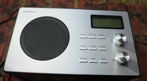 Red E80077 DAB Digital FM Radio Alarm Clock Black Silver Front 100% Working VGC - Picture 1 of 3
