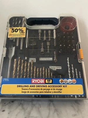 RYOBI 60 Pc Drilling And Driving Accessory Kit. 5 Pieces Missing Are Missing - Imagem 1 de 4