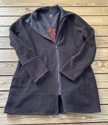 Chaqueta larga Title Nine para mujer cremallera completa mezcla de lana talla L marrón D11 Foto 1 de 4