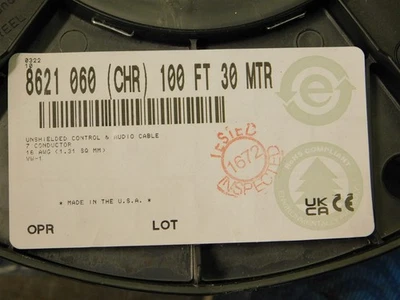 100ft Belden 8621 060 (CHR) Un-Shielded Control & Audio Cable 7 Conductor 16AWG - Image 1 of 4