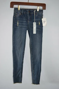 Nuevo con etiquetas Nordstrom Tractr Niñas Pantalones de mezclilla ajustados azules bolsillos elásticos oscuro 7 - Imagen 1 de 7