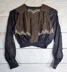 Rare Antique Edwardian 1900s Sheer Blouse Bodice Lace Floral Embroidered AS IS - Picture 1 of 17