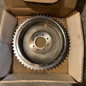 K-MODEL SPORTSTER CHROME REAR BRAKE DRUM & SPROCKET LEFCO NOS HARLEY #41401-52 - Picture 1 of 5
