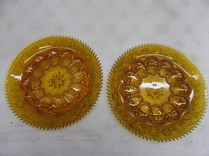 KW-132 2 Tiara Vintage Ámbar Sandwich Vidrio Indiana Huevo Plato 12" Servidor - Imagen 1 de 4