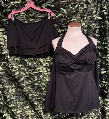 Cole of California Swim Suit Set Black 2 Piece Womens Plus 24W - Image 1 of 4
