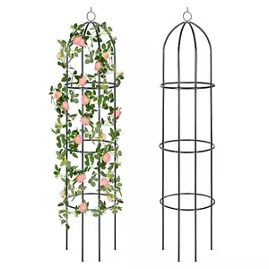 6.3ft Metal Garden Trellis Tall Plant Support Tower Obelisk Climbing Plants - Picture 1 of 7