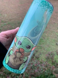 Baby Yoda Tumbler 20oz Cup Mug Hot Cold Drinks w/ Lid Straw Stainless - Picture 1 of 1