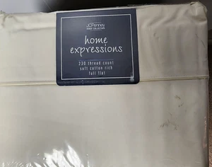 J C Penney Home Collection Home Expressions Full Flat Sheet Ivory 230 TC - Picture 1 of 5