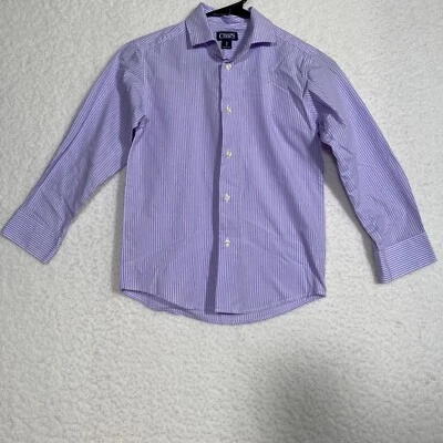 Chaps мальчиков S 8 фиолетовый и белый полоски 6 пуговицах рубашка с длинным рукавом с манжетами - Изображение 1 из 4