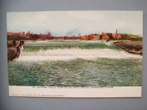 St. Anthony Falls From Stone Arch bridge, Minneapolis, Minn. Postcard - Picture 1 of 2