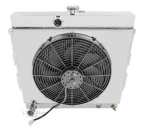 4 Row 22" Champion Radiator + Shroud + 16" Fan For 1965-1966 Ply Valiant/Signet - Picture 1 of 4