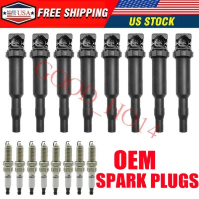 OEM Set of 8 Ignition Coil & Spark Plugs For BMW 328i 535i 550i 750i X5 X6 UF592 - Imagem 1 de 4