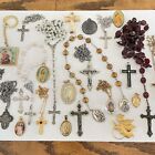 Vintage Religious Jewelry Lot Catholic Cross Pendant Rosary Necklaces Crucifix 