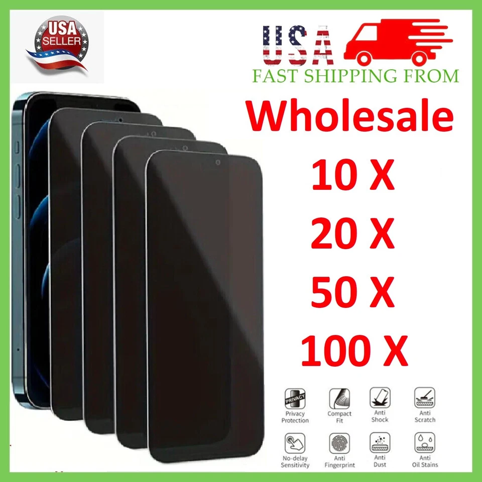 Wholesale Privacy Tempered Screen Protector For iPhone 17/16/15/14/13/12/11 LOT - Image 1 of 4