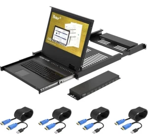 Yinker KVM Support en Rack avec Moniteur LCD 17,3, 8 Ports VGA LCD KVM Console Modèle : 17 - Photo 1/11