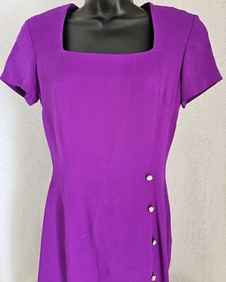 Gillian Womens Dress Size 4 Short Sleeve Square Neck Midi Silk - Image 1 of 4